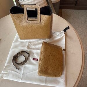 SHIRLEY LEATHER BAG | WALNUT OSTRICH EMBOSSED